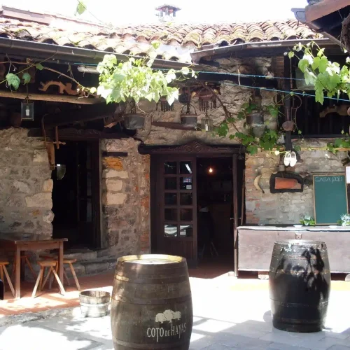 Imagen del patio interior del Restaurante Casa Poli, en Puertas de Vidiago